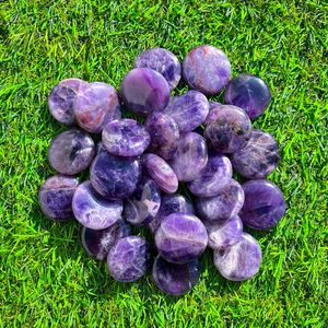 Ametista Chevron Natural en Forma de Botón, Pulida a Mano, Cristal Curativo Morado, Gema para Feng Shui, Meditación, Reiki, Decoración de Chakras - Product Image 3