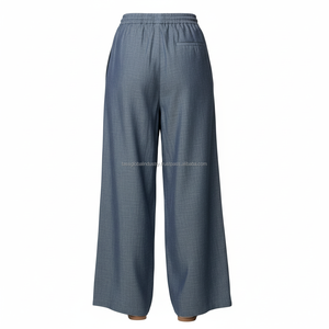 Pantalon Palazzo Femme Coupe Ample Taille Mi-Haute Uni Personnalisé OEM Vente en Gros - Product Image 3