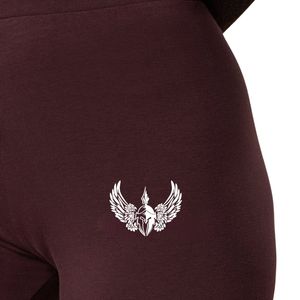 Burgundy Jersey Legging Women High Rise Stretch Workout <b>Tights</b> Soft Touch Fitness Yoga Pants Athletic Everyday Wear - Product Image 3