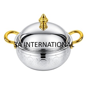 Plat de service isotherme rond en acier inoxydable pour dîner à la maison ou à l'hôtel, avec motif gravé, pour servir les aliments chauds - Product Image 2