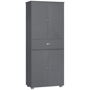 71 Grey Freestanding <b>Kitchen</b> Pantry Cabinet with 2 Glazed PVC Double Door Cabinets 1 Drawer Large <b>Storage</b> Eco-Friendly Design - Product Image 1