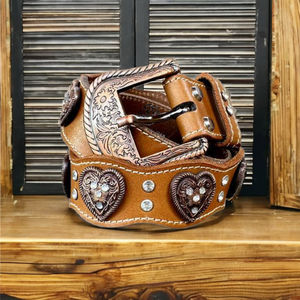 Cinturón de Cuero Vacuno Hecho a Mano, Estilo Occidental Vintage, Hebilla de Acero Artesanal, 1-1.5 Pulgadas de Ancho, Todos los Tamaños Disponibles para Hombre - Product Image 3