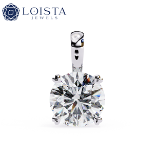 Collier pendentif solitaire en argent sterling 925 avec diamant de laboratoire taille brillant rond, certifié IGI, pour femme - Product Image 2