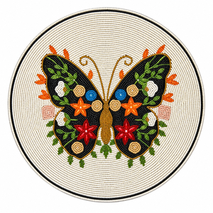 Hand Beaded Butterfly <b>Placemat</b> <b>Round</b> Glass Bead Dining Table Mat Handmade Decorative Table Decor Reusable Nature Inspired Home - Product Image 1