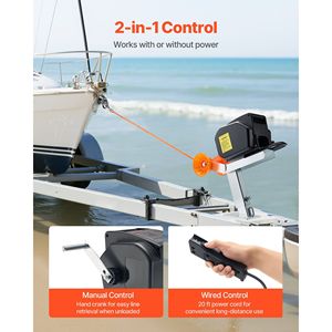 Verricello Elettrico per Barche 12V DC 300W Reversibile con Ingranaggio a Ruota Libera Power-In & Power-Out, Capacità 2000 Libbre - Product Image 4