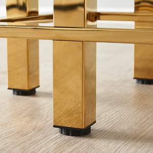 Gold Metal <b>Glass</b> Top Coffee <b>Table</b> Square <b>Side</b> <b>Table</b> Modern Living Room Accent <b>Table</b> in SS PVD Gold with toughened <b>glass</b> - Product Image 2