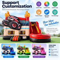 Château gonflable commercial Monster Truck avec toboggan, château gonflable personnalisé en PVC pour location de fête, carnaval en plein air