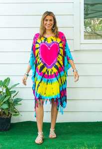 Women's Plus Size Maxi Casual Dress Tie-Dye <b>Kaftan</b> Swimwear Cover <b>Summer</b> Beach Boho Abaya Slit Design Hand Tassel V-neck Natural - Product Image 2