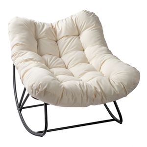 Fauteuil à bascule Papasan surdimensionné en rotin avec coussin épais rembourré pour patio, salon, jardin - Product Image 1