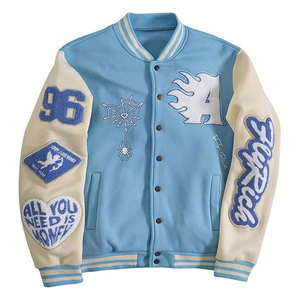 Chaqueta de Béisbol Varsity con Botones para Hombre, Chaqueta Letterman con Diseño Gráfico Moderno, Chaqueta Bomber Y2K, Estilo Preppy, Casual, Universitario - Product Image 1