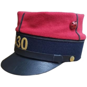 Custom OEM <b>Red</b> and Navy Kepis Cap with Gold Number Detail Black Visor for Formal Costume Parade Ceremonial Wear - Product Image 3