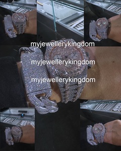 Reloj Cronógrafo de Lujo con Caja Redonda de Acero Inoxidable en Oro Rosa y Moissanita, Resistente al Agua hasta 10 Bares, Sin Cierre - Product Image 3