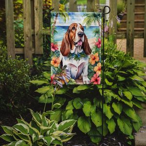 Bandera de jardín Luau Multicolor para Basset Hound Buzón decorativo Banner para ilustraciones de Patio para camas de flores de patio - Product Image 2