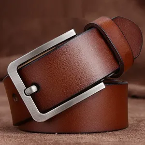 Ceinture en cuir véritable pour homme, design personnalisé, avec boucle à ardillon en alliage, style décontracté, ceintures décontractées - Product Image 2