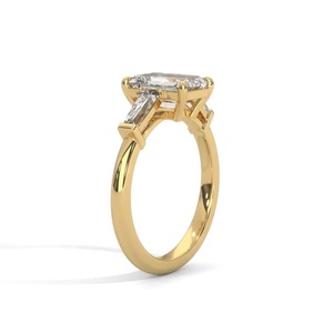 Diamant de laboratoire taille émeraude certifié IGI avec pierres latérales baguette affûtées Or rose 10K 14K 18K Argent 925 935 - Product Image 4