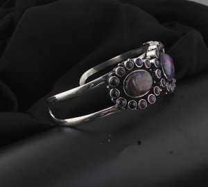 Vintage Purple Copper Turquoise Bangle 925 <b>Silver</b> Plated For Women Bohemian <b>Cuff</b> <b>Bracelet</b> Handmade Purple Gemstone - Product Image 4