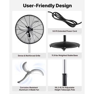 30-Inch High Velocity Pedestal <b>Fan</b> 9100 CFM Industrial <b>Standing</b> Floor <b>Fan</b> 85 Degree Oscillating 3 Speed Adjustable Height for AU - Product Image 5