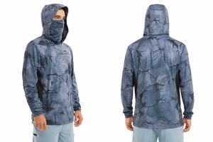 Sweat à capuche de pêche pour homme UPF 50, manches longues, anti-UV, imprimé par sublimation, motif poisson bleu, pull-over - Product Image 4
