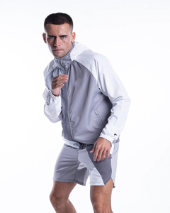 Ensemble deux pièces coupe-vent décontracté pour homme en polyester et nylon, veste thermique zippée et short, idéal pour l'automne - Product Image 4