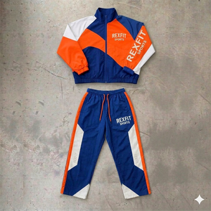 ชุดวอร์มวินเทจผู้ชาย OEM สไตล์สตรีทแวร์ ผ้าไนลอน 100% ชุดเซ็ต 2 ชิ้น พร้อมโลโก้ปักบนเสื้อฮู้ดและกางเกงวอร์ม - Product Image 2