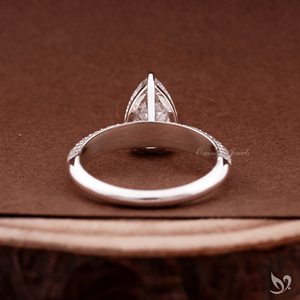 2 CT pear cut lab grown <b>diamond</b> engagement <b>ring</b> with micro pave band in 10K white gold IGI certified <b>ring</b> - Product Image 3