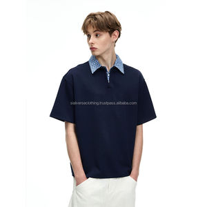 Chemises pour hommes de haute qualité en polyester/coton 240g, motif uni, manches courtes, coupe ample, vêtements décontractés, respirant, tricoté - Product Image 6