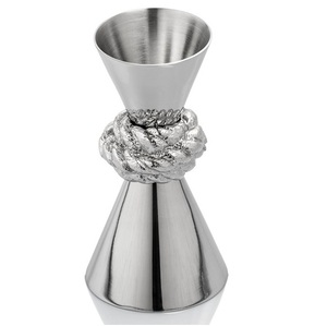 Juego de Vasos Medidores Dobles para Cócteles de Acero Inoxidable con Asa de Hoja de Oro de Lujo, 30/60 ml, Accesorios Profesionales para Bar - Product Image 2