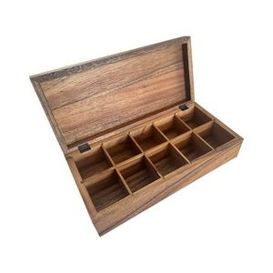 Wooden <b>Tea</b> Storage <b>Box</b> Lid 1 Layer Compartmentalized Rectangular Design Lacquer Finish Foldable Handmade for Sundries Minimalist - Product Image 2