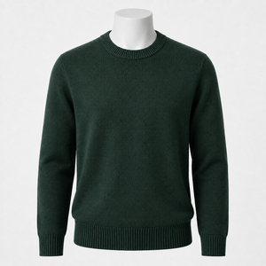 Pull en tricot vert uni pour homme, manches régulières, style automne - Product Image 6