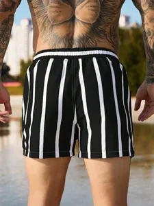 Shorts de Playa para Hombre con Cintura Ajustable con Cordón, de Secado Rápido, de Poliéster Tejido, Corte Medio - Product Image 2