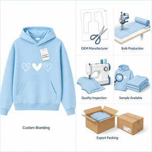 Custom Women Oversized Pullover Hoodie <b>Heart</b> Print Casual Fleece Polyester <b>Sweatshirt</b> Front OEM ODM Private Label Wholesale - Product Image 6