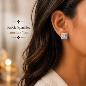 0.50 CTW Real Diamond Stud Earrings | 10K <b>White</b> Gold <b>Square</b> Earrings | Prong Set Diamond Studs | Screw Back Secure Women Jewelry - Product Image 2
