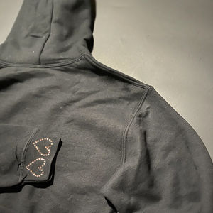 Hoodie court personnalisé avec strass, coupé et cousu sur mesure, 100% coton, molleton épais, streetwear d'hiver, 2 pièces personnalisables - Product Image 3