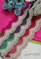 Dentelle brodée en voile 100 % coton, écologique, multicolore, fabriquée à la machine, avec bordure festonnée, motif floral vintage ethnique
