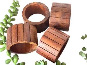 Anneaux de serviette en bois rustique durables en vrac, élégants et minimalistes, pour tables modernes, décoration de fête et de mariage - Product Image 3