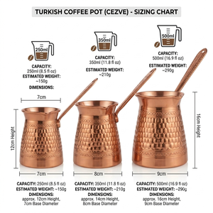 Cafetera Turca de Cobre Puro con Diseño de Panal en Relieve, Cezve para Estufa, Briki Griega con Revestimiento de Estaño y Asa Grabada - Product Image 6