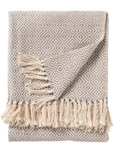 Manta de verano reversible, transpirable, estilo boho, con rayas, tejida con hilo teñido de algodón 100% beige, con borlas. - Product Image 6