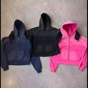 Sudadera con Capucha Extra Grande para Hombre, Negra, de Felpa, 100% Algodón, Antiarrugas, con Bolsillos, Largo Regular, para Invierno - Product Image 5