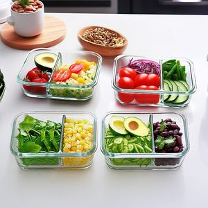 Lot de 5 contenants en verre pour la préparation des repas de 36 oz, avec couvercles à 3 compartiments, compatibles micro-ondes, boîte à lunch, boîte bento pour le stockage des aliments - Product Image 5