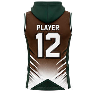 Ensemble Maillot et Short de Football 7v7 à Capuche Sans Manches Personnalisable avec Nom et Numéro du Joueur, Design par Sublimation, pour Entraînement et Matchs d'Équipe 100% - Product Image 4