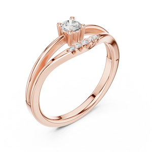 Rose Gold Diamond Engagement <b>Ring</b> Round Brilliant Cut <b>Split</b> Shank Pavé Side Stones Women's Classic Bridal Jewelry - Product Image 2