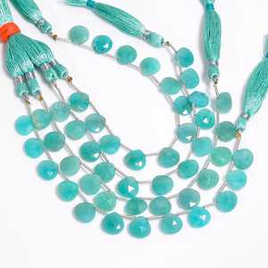 Natural Amazonite Faceted Heart Shape Briolette Gemstone Beads 10.50 To 10.75mm Loose Polished <b>Stone</b> Beads For Jewelry Making - Product Image 5