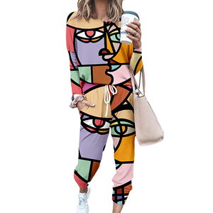 Conjunto Deportivo de Algodón Tie Dye para Mujer, Cuello Redondo, Manga Larga, Pantalones con Cordón, Ropa Casual de Otoño, Corte Holgado - Product Image 5