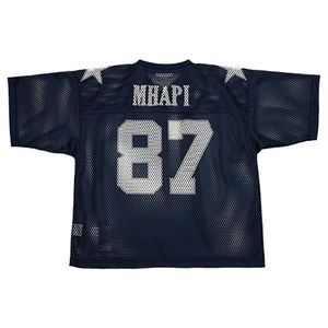 Maillot de football américain unisexe personnalisé en maille perlée respirante, double couche, avec bretelles réglables, manches courtes, 100 % maille - Product Image 6