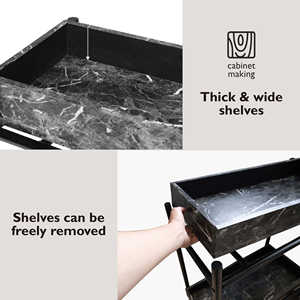 Industrial Strength Steel Tube <b>Rolling</b> Organizer Double Tier Layered <b>Rack</b> Portable Kitchen Serving Station Brown - Product Image 6