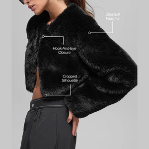 Trendy <b>Women's</b> Cropped Faux Fur <b>Jacket</b> Luxury Plush <b>Teddy</b> Coat Full Zip Winter Fashion custom Outerwear OEM private label option - Product Image 4