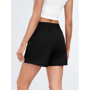 Shorts de Felpa para Mujer con Dobladillo Curvo, Suaves, Cómodos, Casuales, para Descansar, Cintura Elástica, Corte Holgado, Cálidos para Invierno, Ecológicos, 140g - Product Image 4