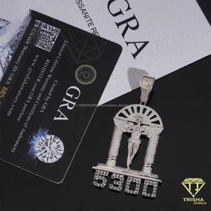 จี้เพชรโมอิสซาไนต์ ประดับด้วยเงินแท้ 925 ดีไซน์แบบฮิปฮอป - Product Image 2