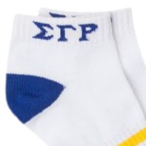 Chaussettes basses rayées blanches Sigma Gamma Rho pour femmes, en coton, décontractées, athlétiques, avec lettres de sororité grecque, personnalisées pour le campus - Product Image 6