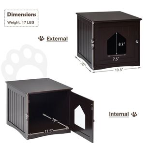 Lettiera per Gatti in Legno Marrone da 20 Pollici, Tavolino e Cuccia per Animali Domestici - Product Image 3